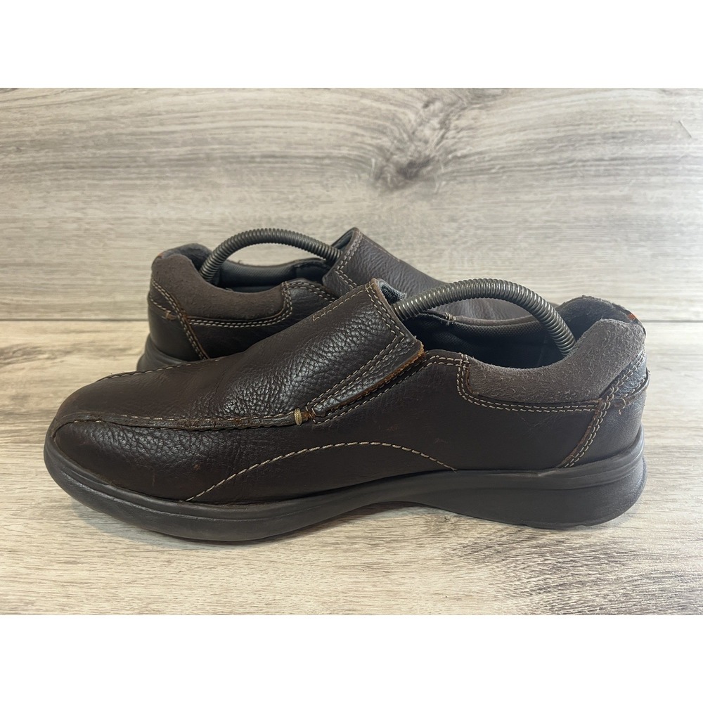 Clarks Slip On Loafers 9.5 W Mens Brown Leather Soft Cushion Collection Shoes - Picture 5 of 8